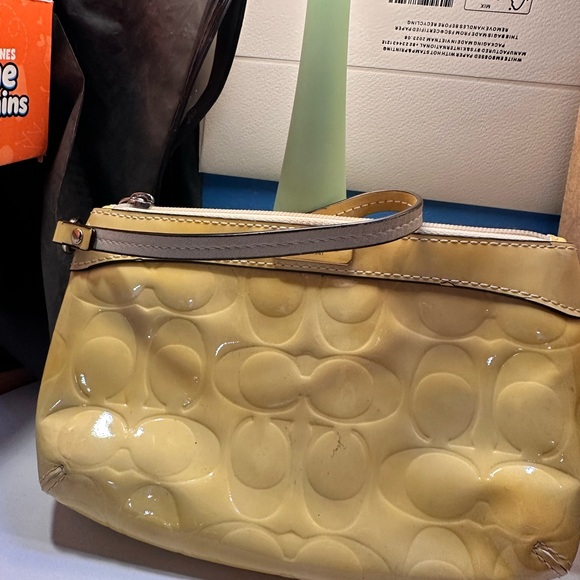 Coach Yellow Embossed Leather Wristlet - Picture 2 of 2
